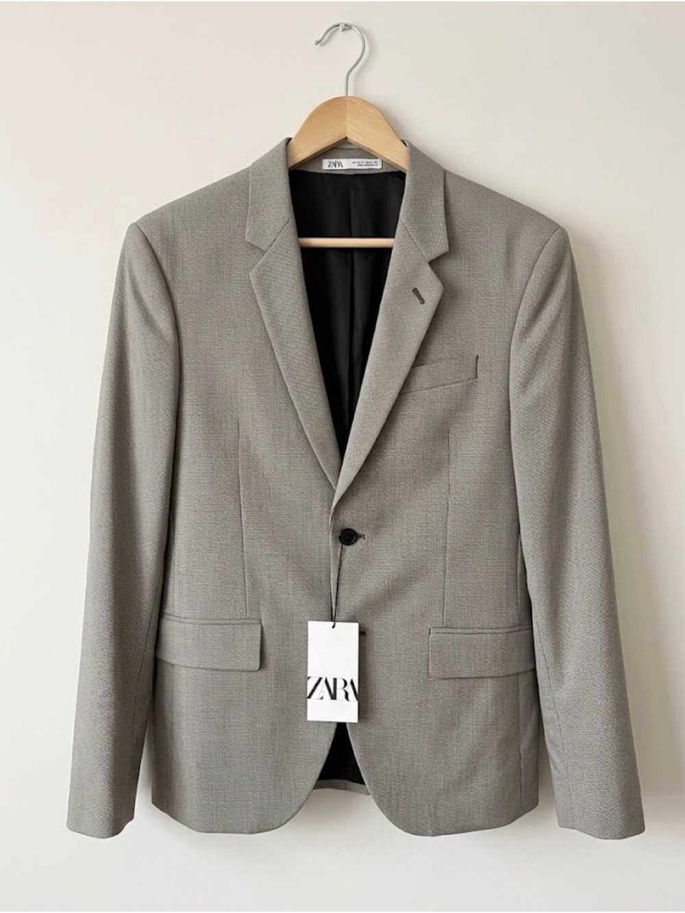 NWT ZARA Men’s Gray Houndstooth Blazer Size 38 M
